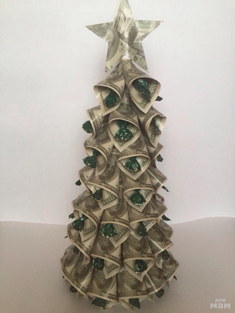 Креативная елка из денег. Новогодняя елка из денег. Как сделать елку из денег. Новогодняя елочка из денежных купюр. Новогодняя елка из денег.